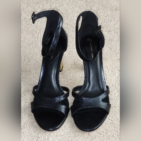 Antonio Melani Black Leather Shoes Size 10M New Without Box. - Picture 1 of 7